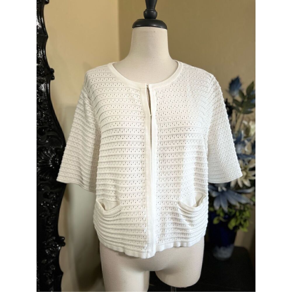 Chico's Short Sleeve Cardigan Sweater Size 2 Large
